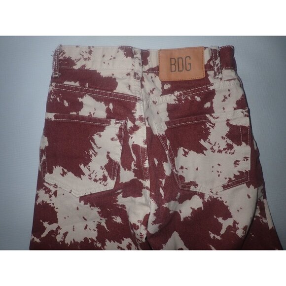 Urban Outfitters BDG High Waist Wide Leg Denim Pants Size 24 Cow Print Brown - Picture 4 of 6